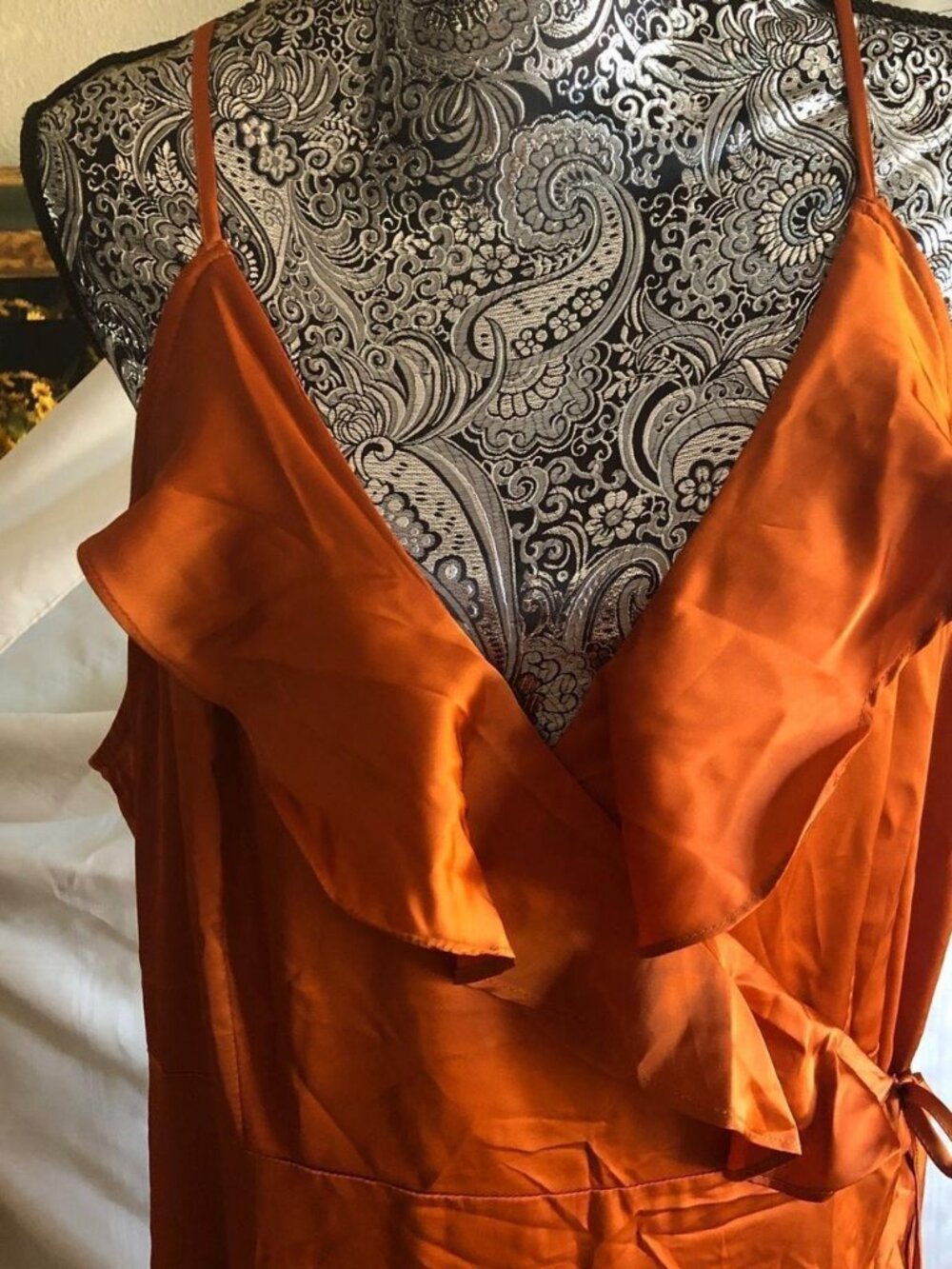 Orange Plunge Ruffle